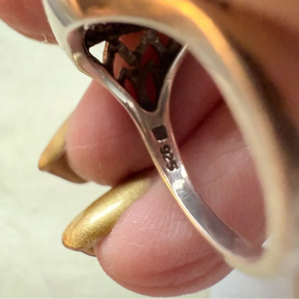 🌟 Sterling Silver Filigree Opal Ring – Size 5 🌟 - Picture 5 of 17